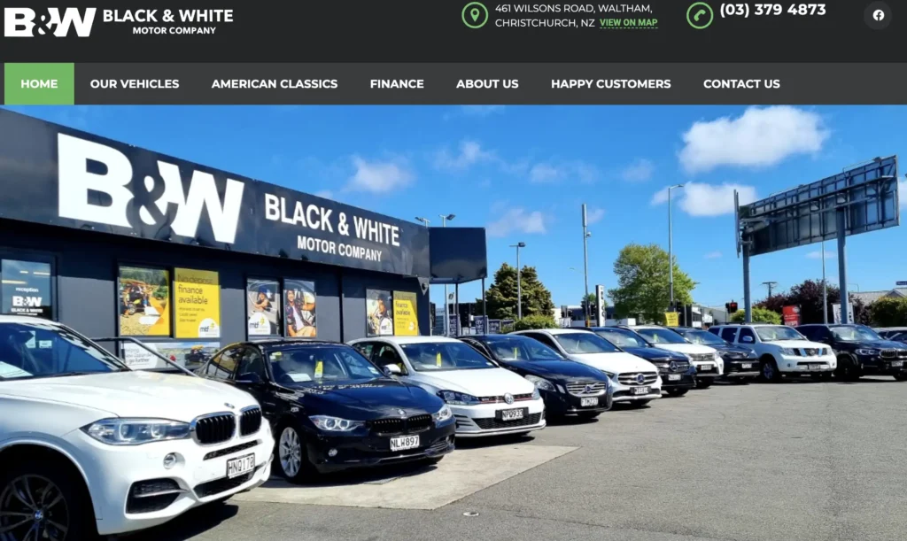 Black & White used car dealer Christchurch