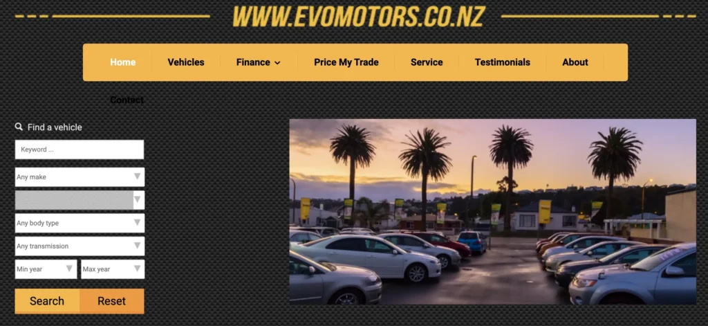 Evolution Motors website