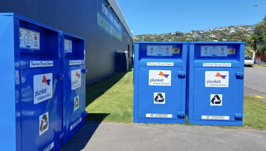 Plunket Clothing Bins at 7 Settlers Crescent, Ferrymead, Christchurch