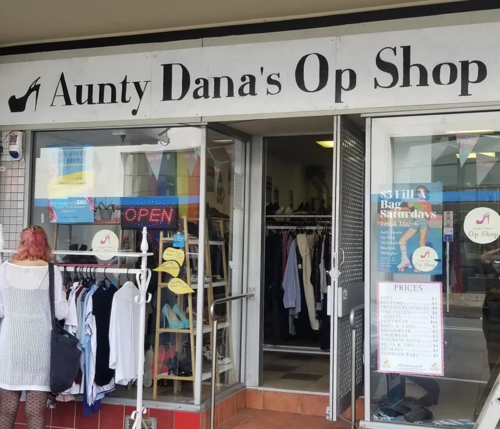 Entrance to Aunty Dana's Op Shop Wellington