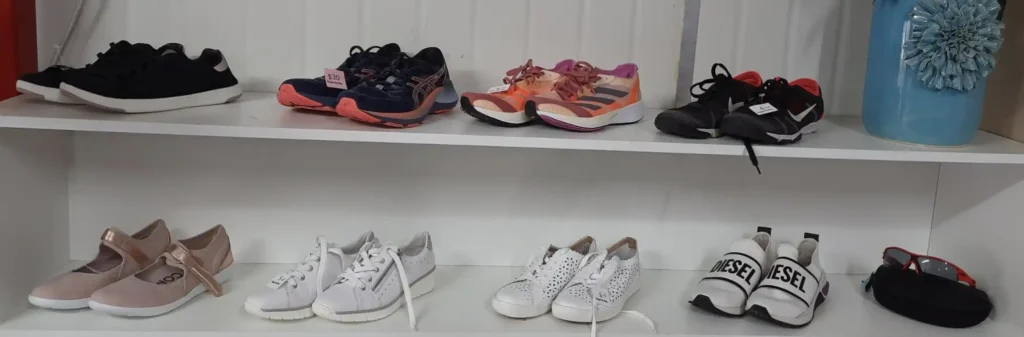 The shoes section at Make Me New Op Shop