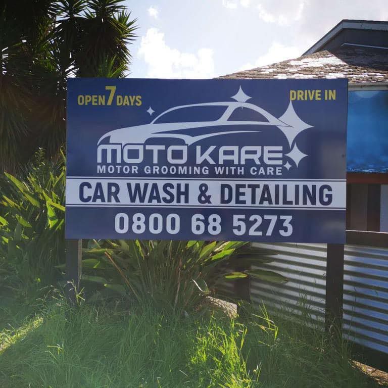 MOTOKARE Car Grooming signboard in Auckland