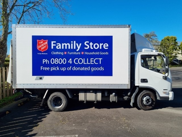Delivery truck of Salvation Army Family Second-hand shop in Whangarei
