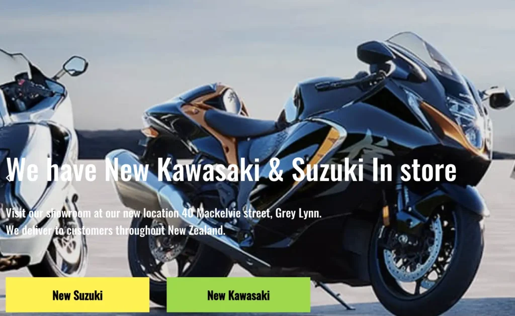 Suzuki and Kawasaki Motorcycles in Auckland Shop